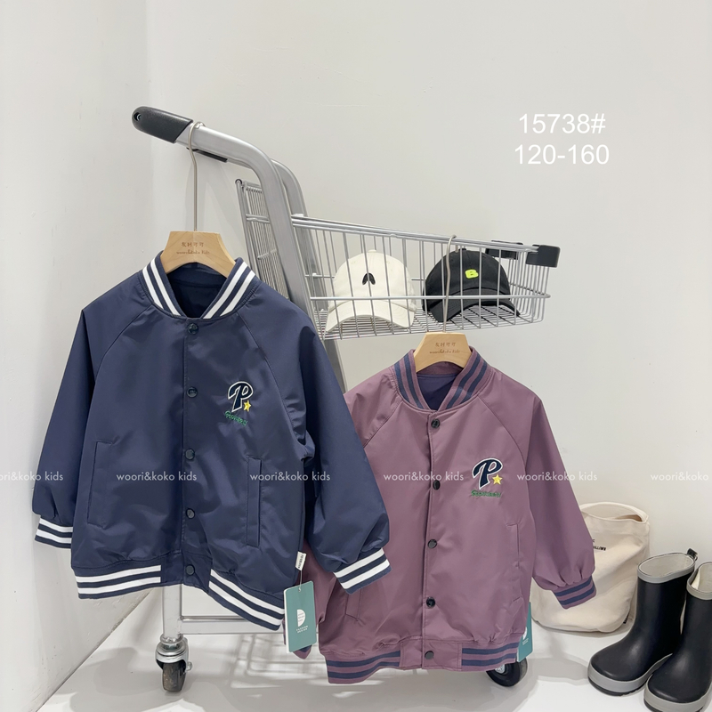 春秋季儿童刺绣字母中大童棒球服外套 15738