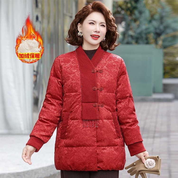 中老年妈妈新中式冬季国风加厚保暖加绒棉衣外套女款