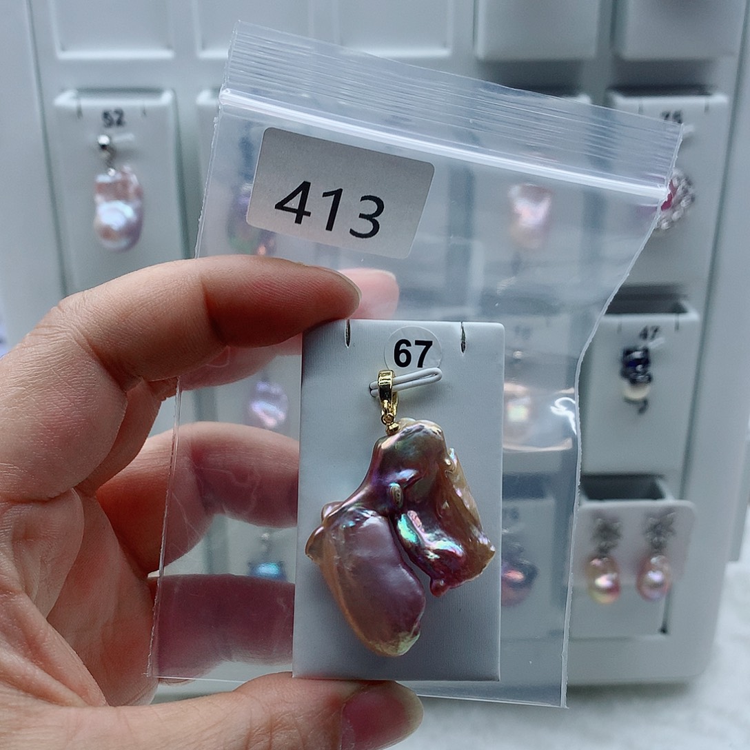 合金吊坠(不含链)淡水珍珠