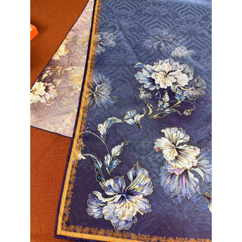 X062[兰蕙同心]180*70国风气质百搭提花小清新女围巾