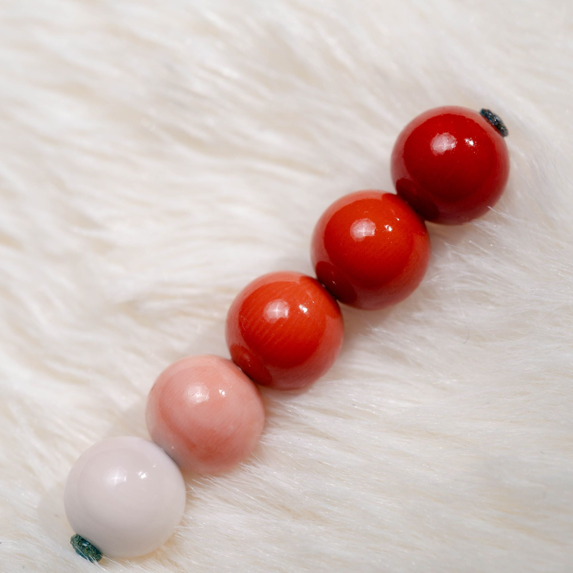【星耀】天然红珊瑚精工圆珠8mm多巴胺渐变色一组五颗