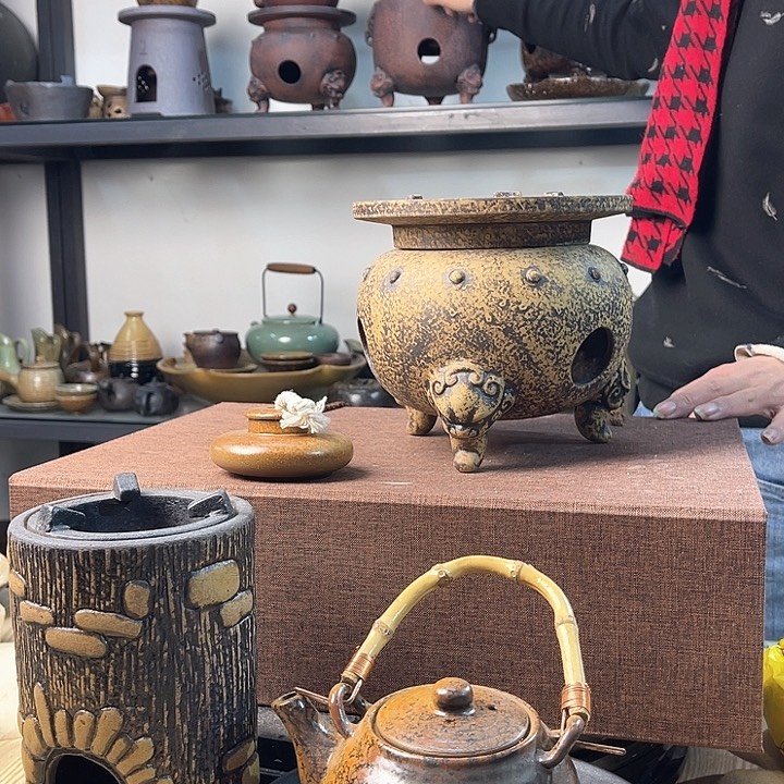 紫泥茶壶紫砂粗陶茶器