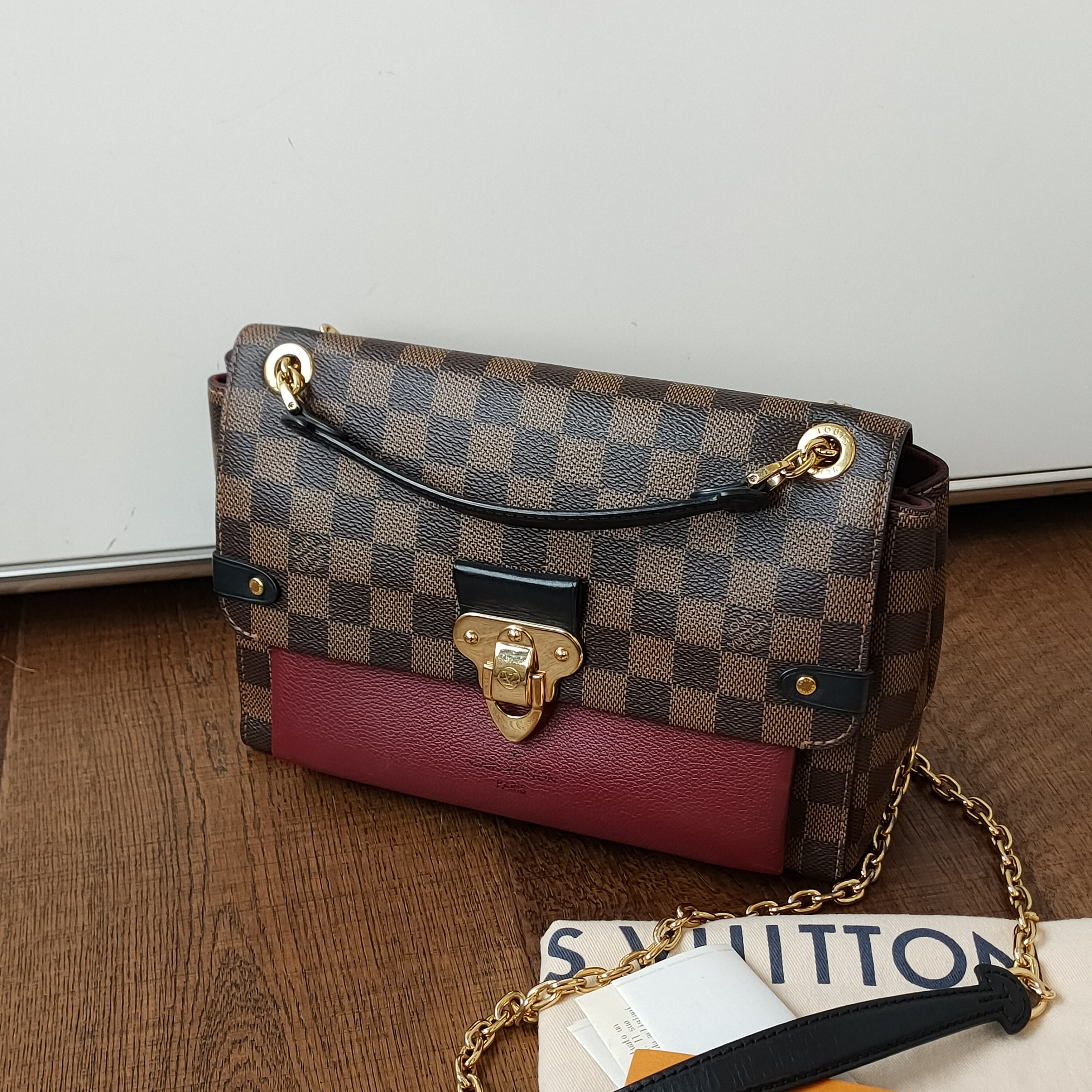 95新 LouisVuitton/路易威登 Azul棕色棋盘格拼皮小号单肩包49646
