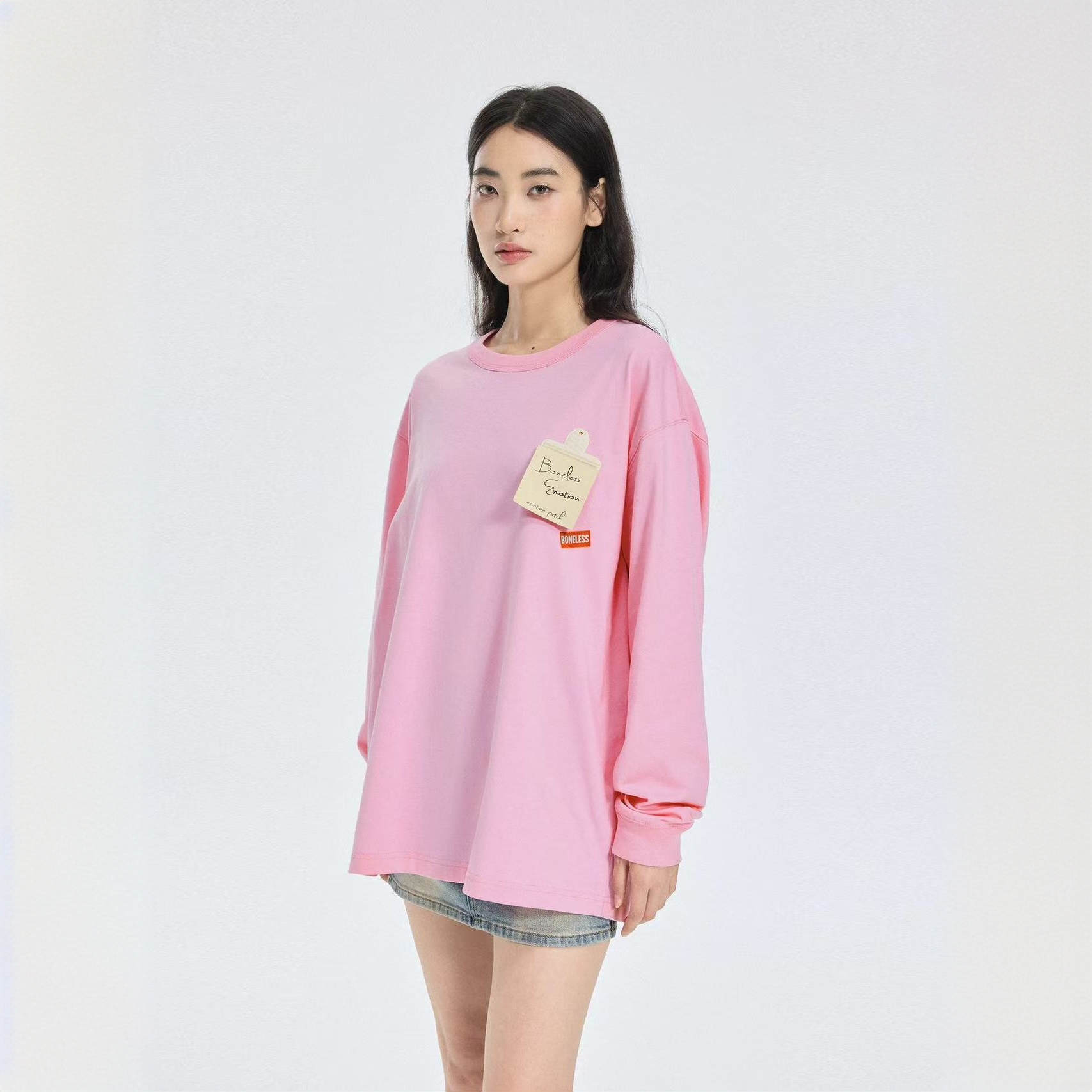 【EMO拆解局】BONELESS趣味贴图魔术贴长袖T恤纯棉宽松情侣上衣秋