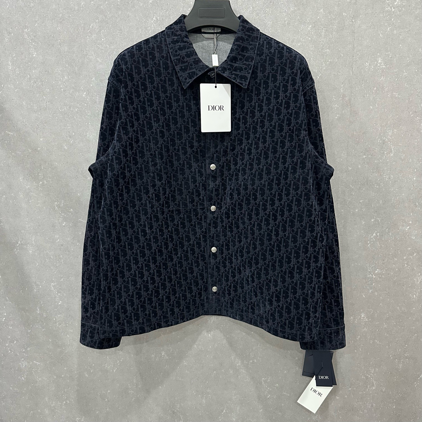 未使用 DIOR/迪奥 植绒麂皮满印logo衬衫 50码007119