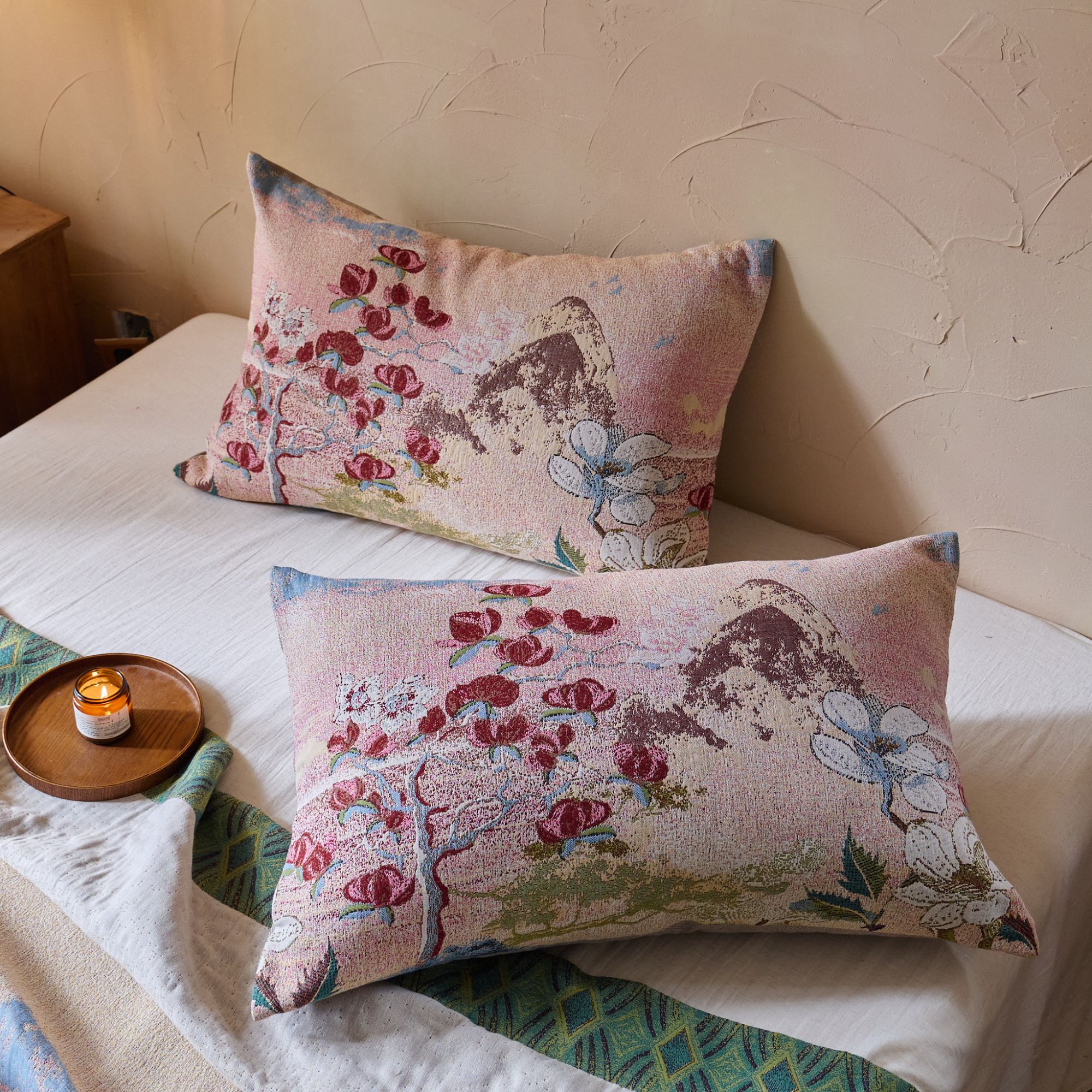 【甜茶玫瑰】汉麻艾草理疗纱布加厚枕套一对--50cm*80cm