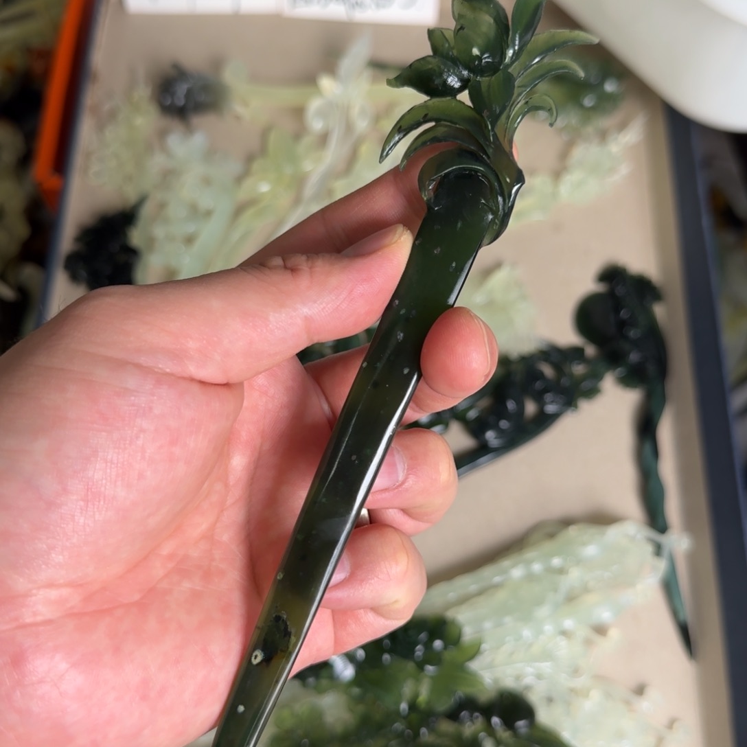 岫玉发饰未镶嵌明君玉簪就是好看