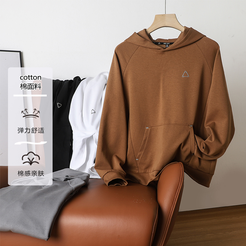 秋季男士连帽弹力透气大口袋卫衣男款时尚运动休闲长袖上衣3538