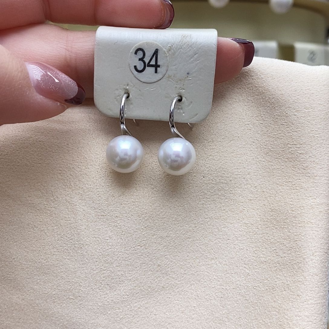 淡水珍珠耳饰银S925镶嵌