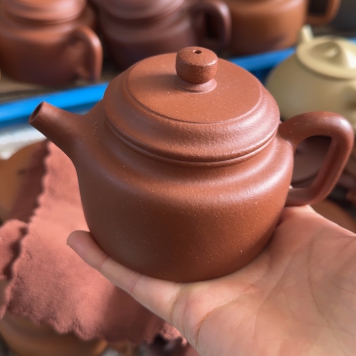用***3茶壶紫砂红降坡泥220cc