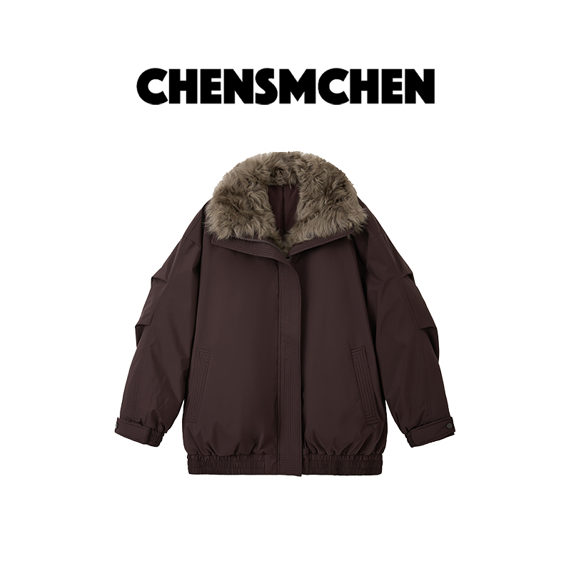 CHENSMCHEN 【韵味】撞色羊毛毛领派克90鹅绒羽绒服CSY11700MX