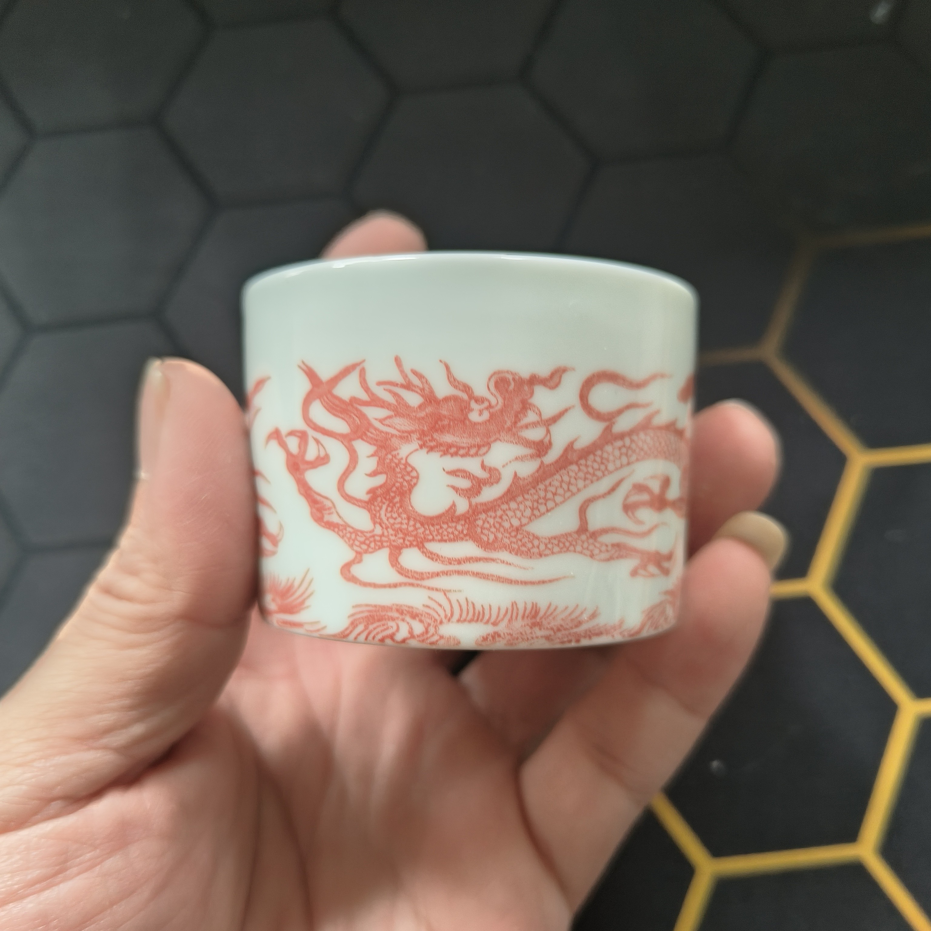 新中式青花龙纹陶瓷主人杯复古家用办公品茗杯