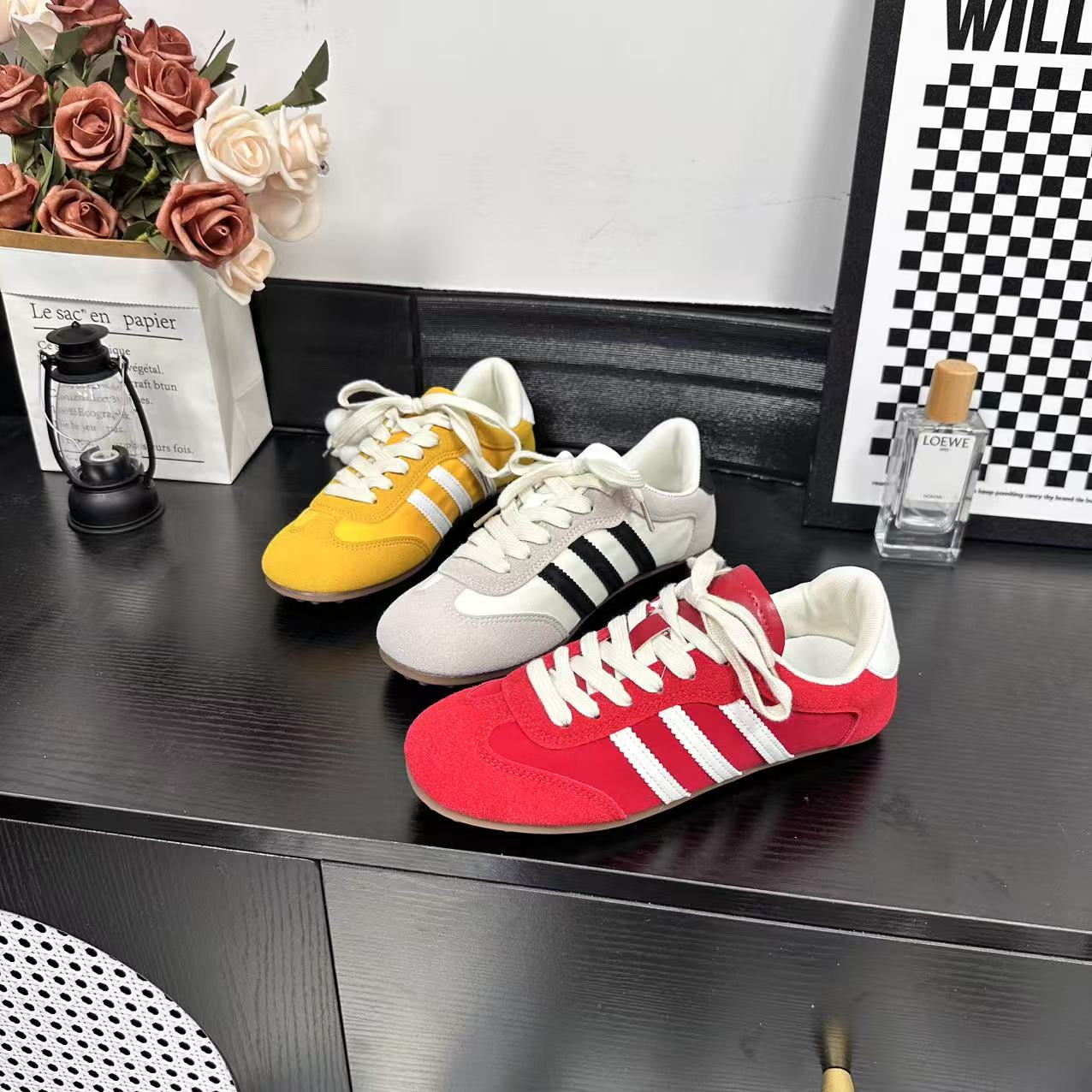 夏季新款时尚休闲女鞋潮流德训鞋百搭透气舒适平底冷粘6113