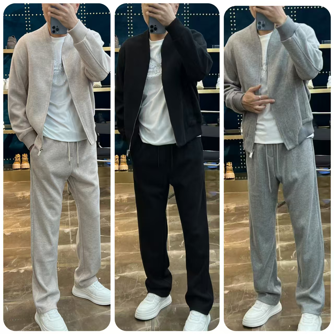 36083早秋新款男士羊毛醋酸混纺休闲套装
