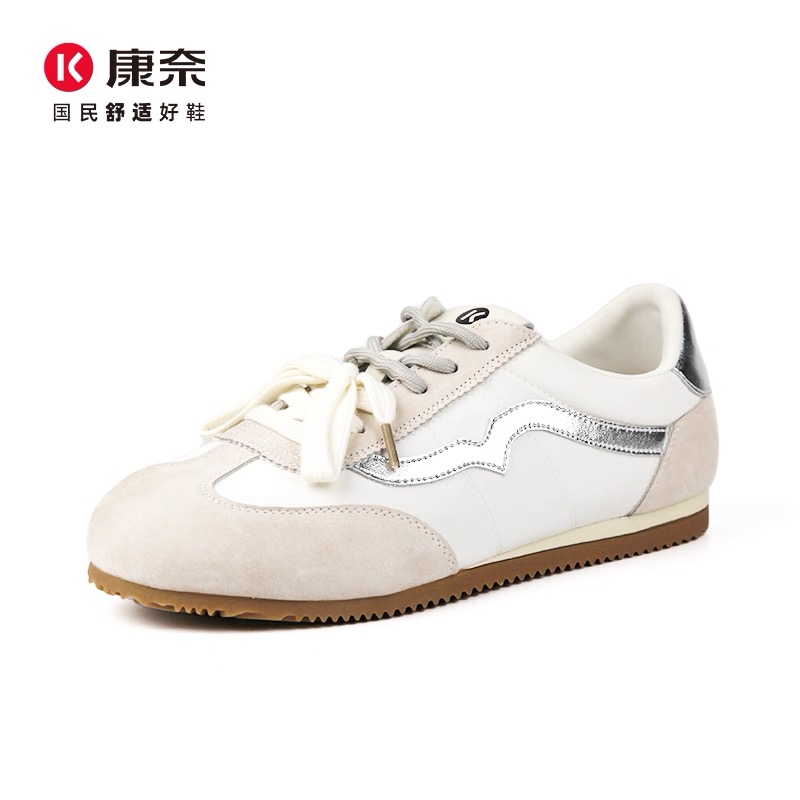 康奈官方正品/春季新款圆头系带德训鞋舒适透气单鞋1G252066