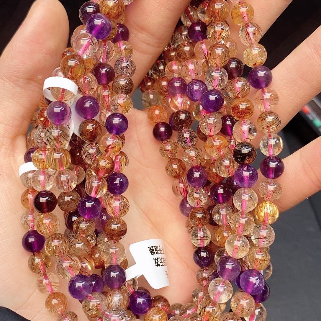 水晶手链未镶嵌21满矿超七6mm多样性发其一