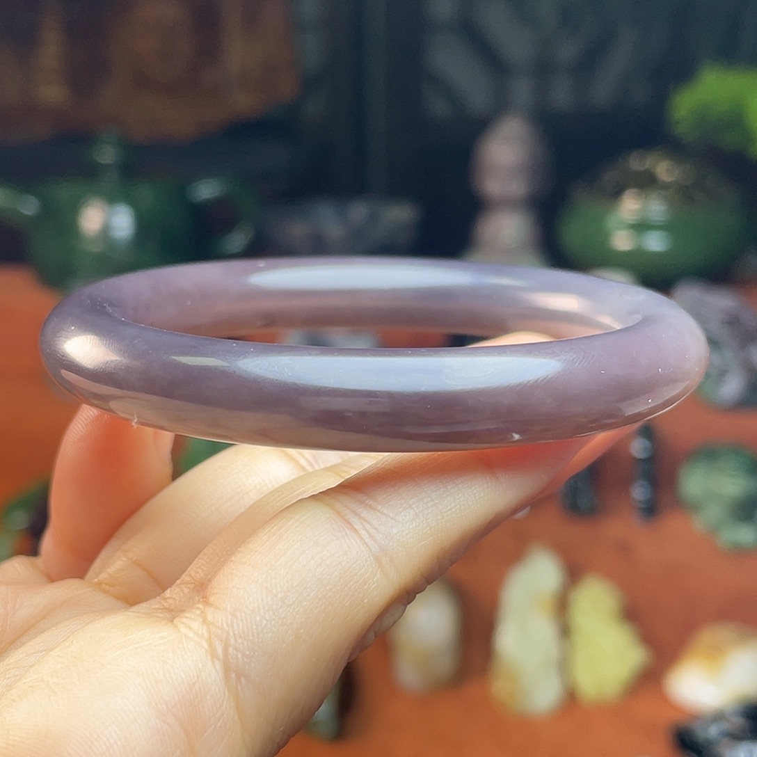 和田玉未镶嵌颈饰青海冰紫纯紫福圆鐲55