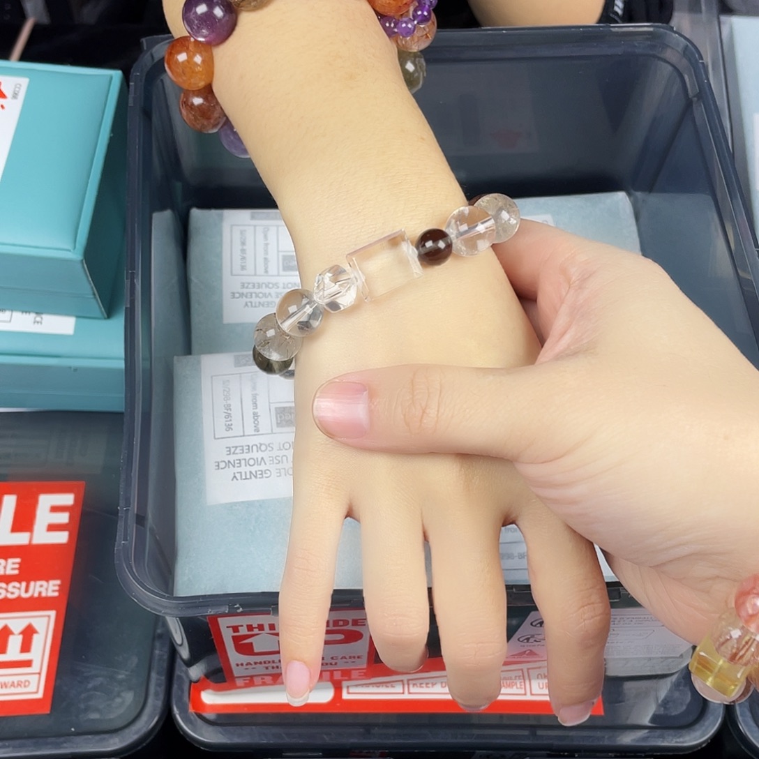 手串水晶银S925镀金镶嵌