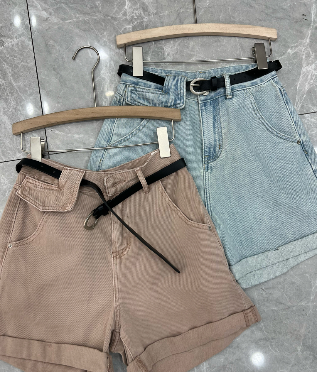 88706显瘦牛仔腰带短裤