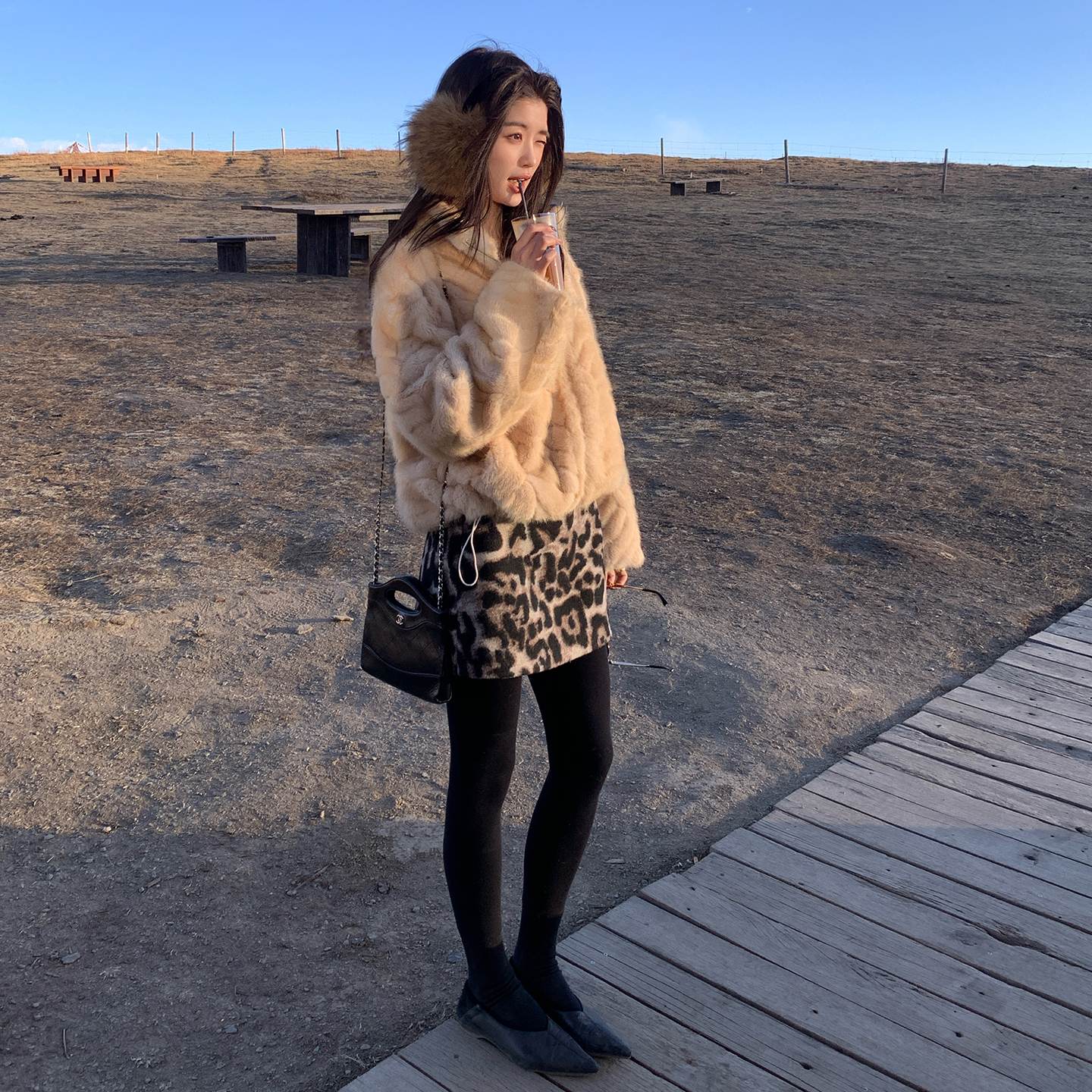 【出街焦点】高级感定制豹纹印花氛围感高腰包臀裙裤