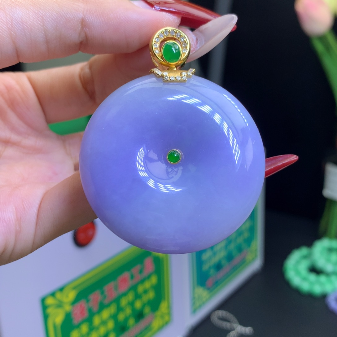 翡翠颈饰18K金镶嵌天然