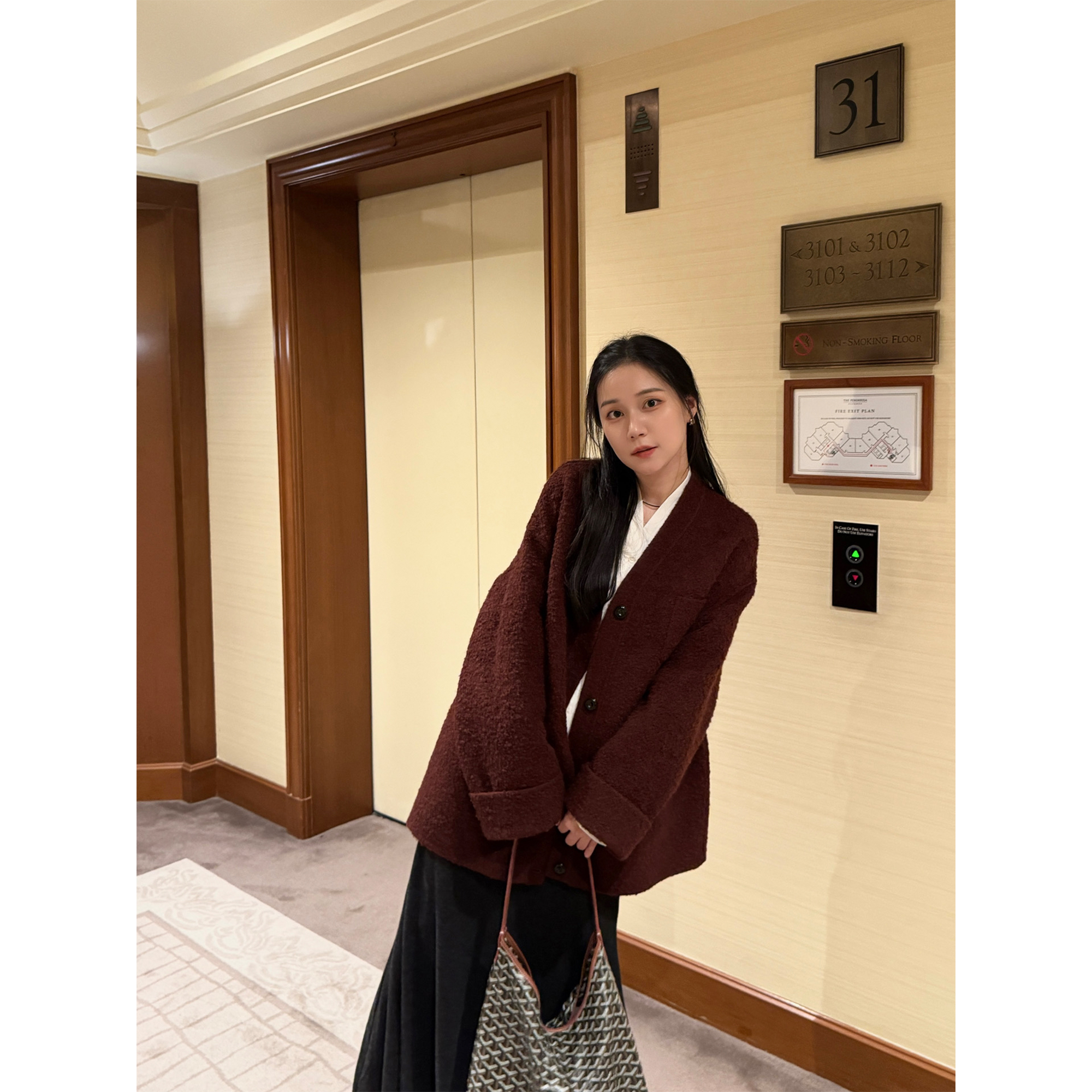 紫纨2025秋冬首新开衫式颗粒圈圈羊驼毛大衣高级感双面羊毛呢外套