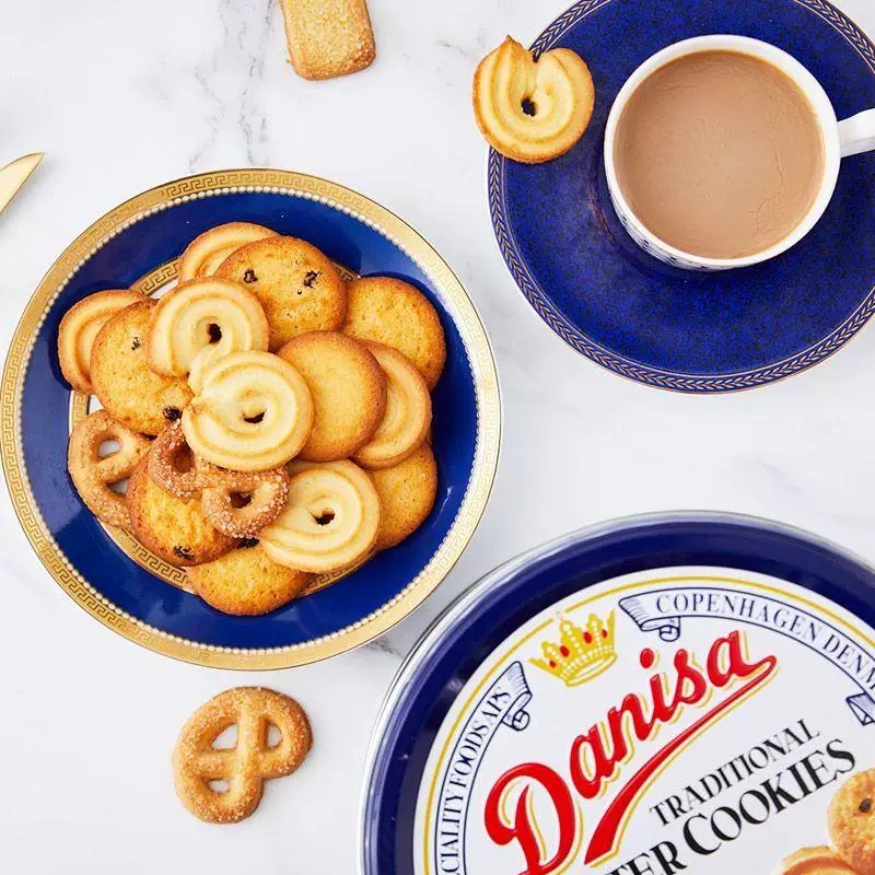 [破损版]皇冠丹麦曲奇饼干454丹麦蓝罐佳节送礼年货追剧零食解馋