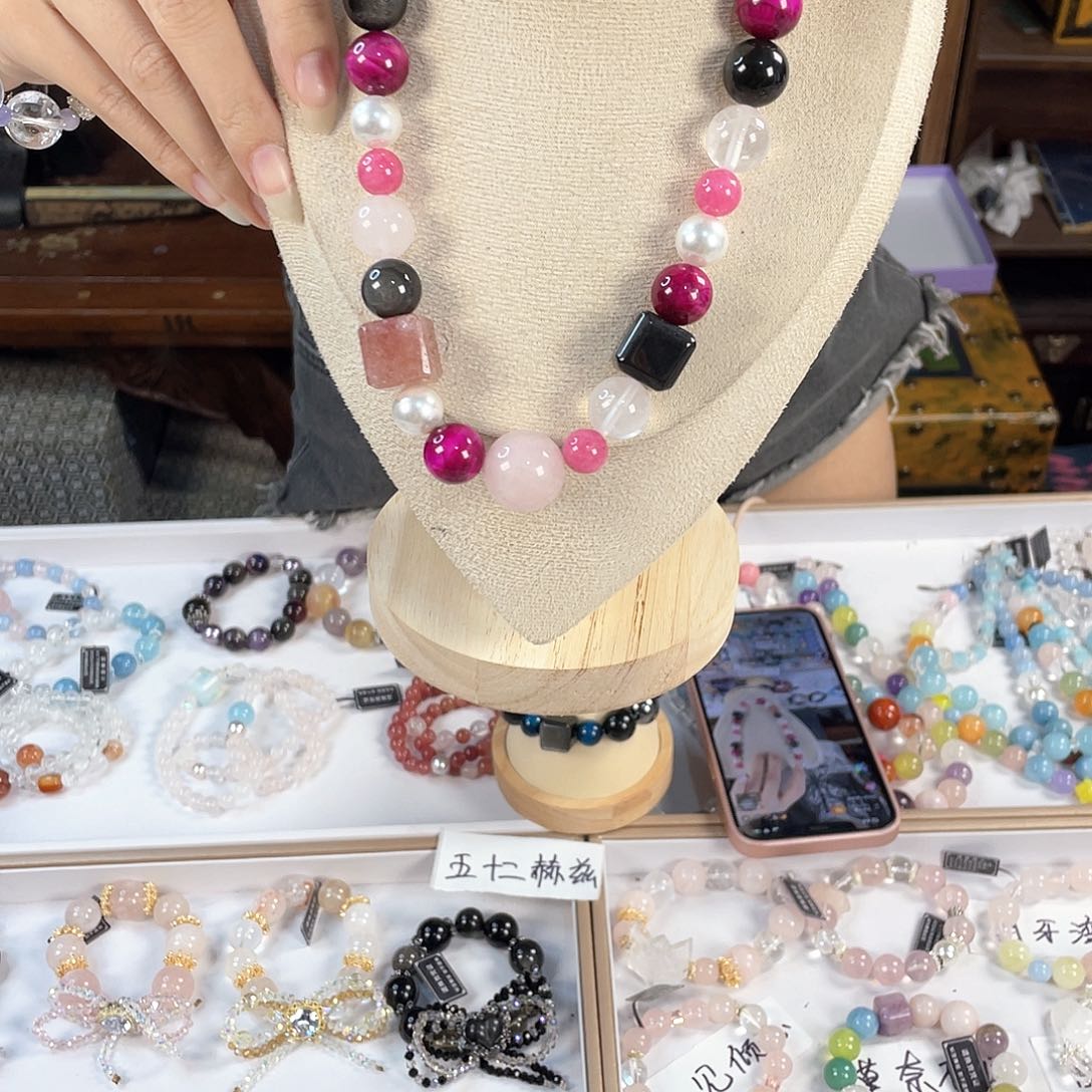 水晶手链银S925镀金镶嵌