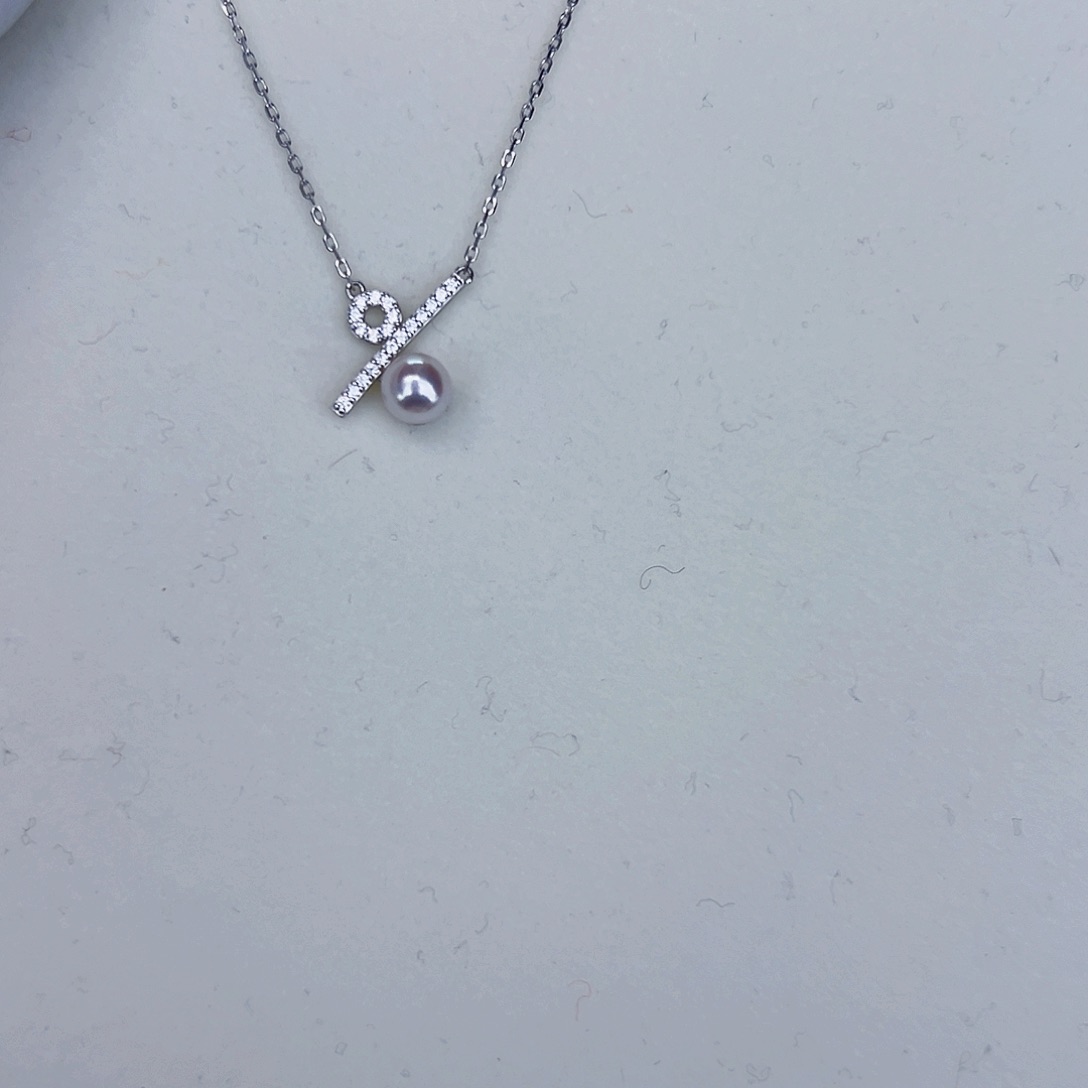 海水珍珠海水akoya设计款套链5-6mm银S925镶嵌