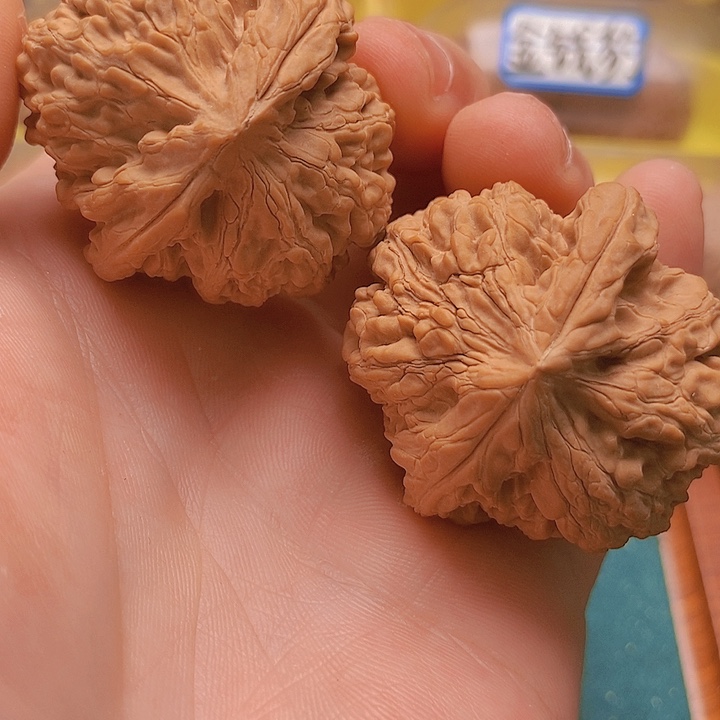 文玩核桃把件边42肚44全品牡丹纹