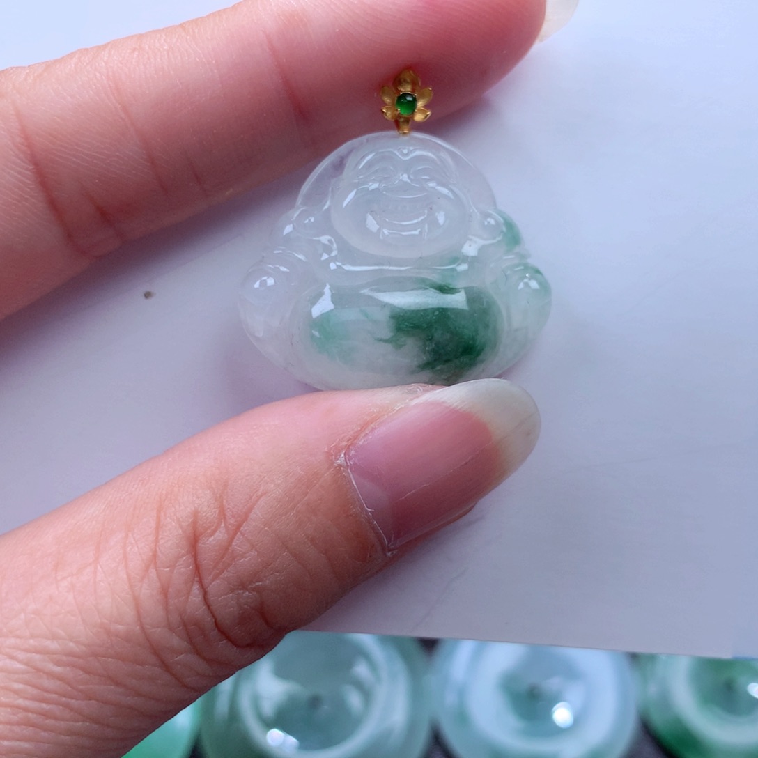 翡翠吊坠(不含链)18K金镶嵌