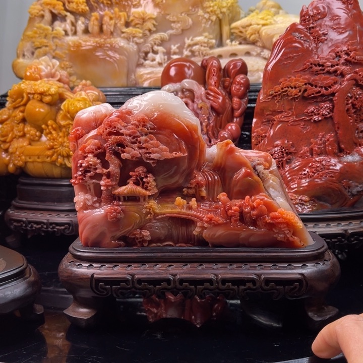 寿山石步步高升摆件