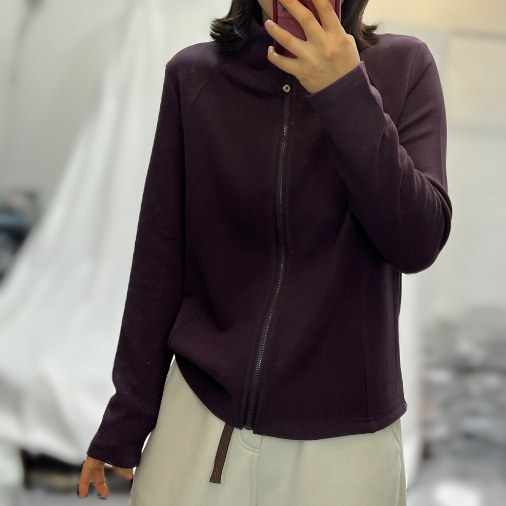 （暖糯）含羊毛女士立领外套 修身短款拉链上衣基础百搭 秋冬款女装