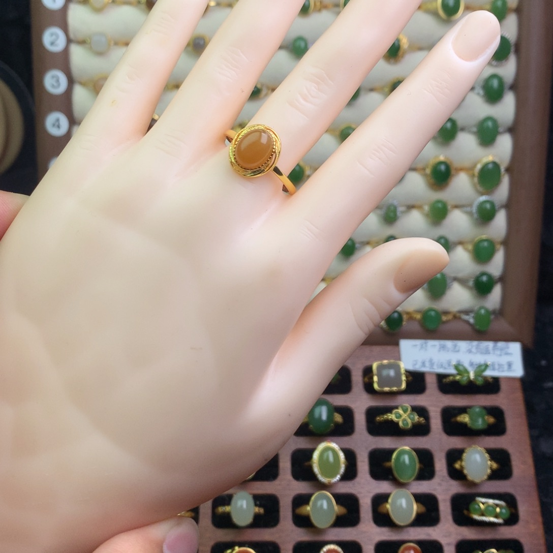 和田玉银S925镶嵌戒指