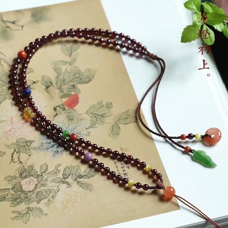 非金属树脂项链 天然手工多宝吊坠绳女款百搭挂绳