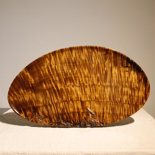 金丝楠阴沉木水波纹孤舟山水藏品系列茶盘（70cm/40cm/4.5cm）