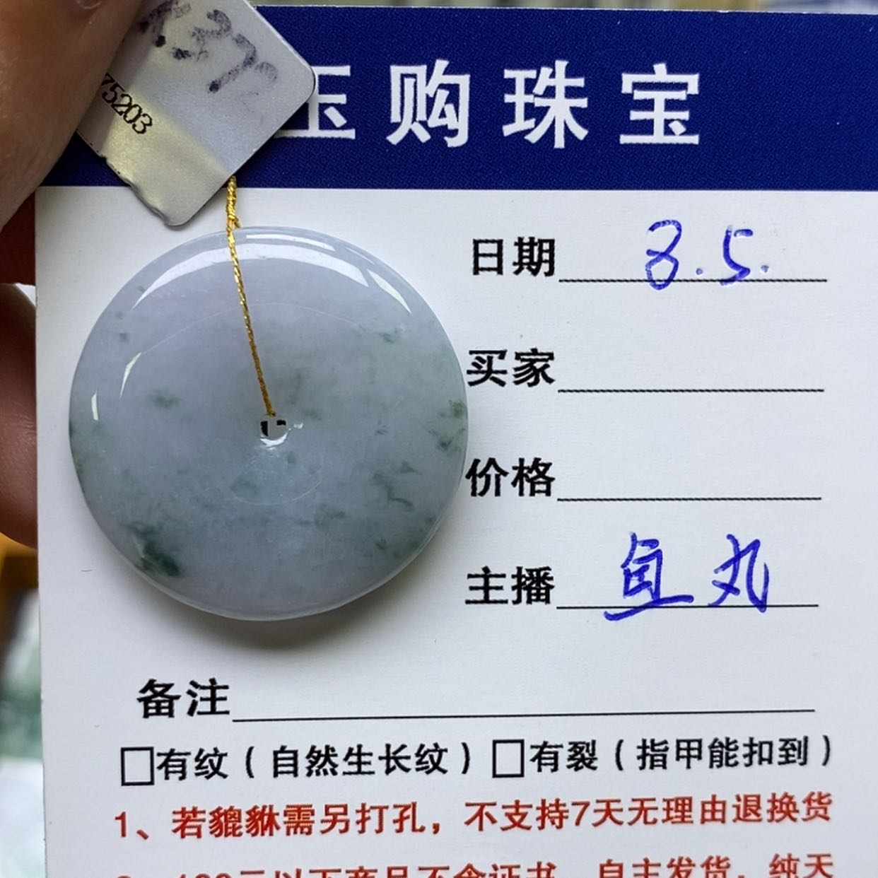 【闪购商品】翡翠未镶嵌颈饰平安扣