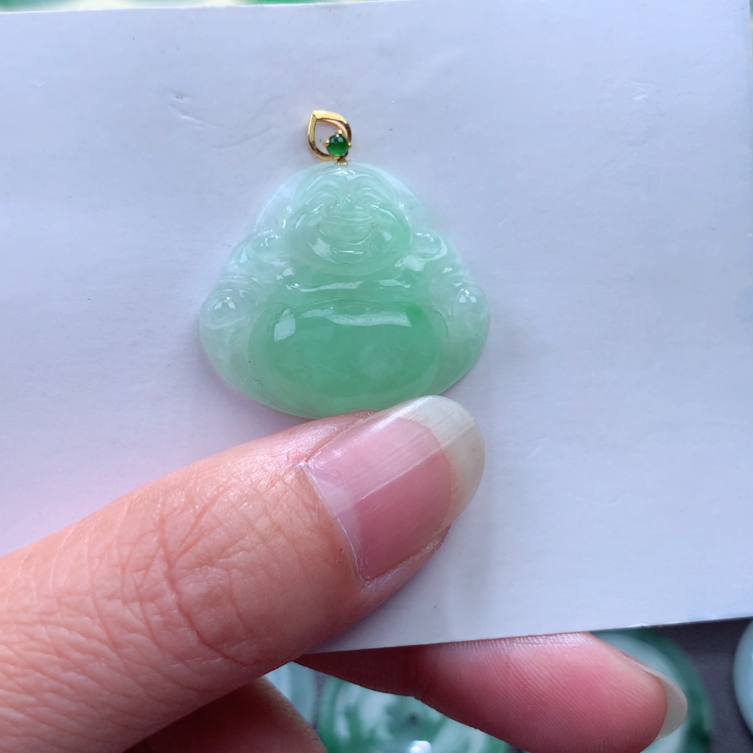 翡翠吊坠(不含链)18K金镶嵌