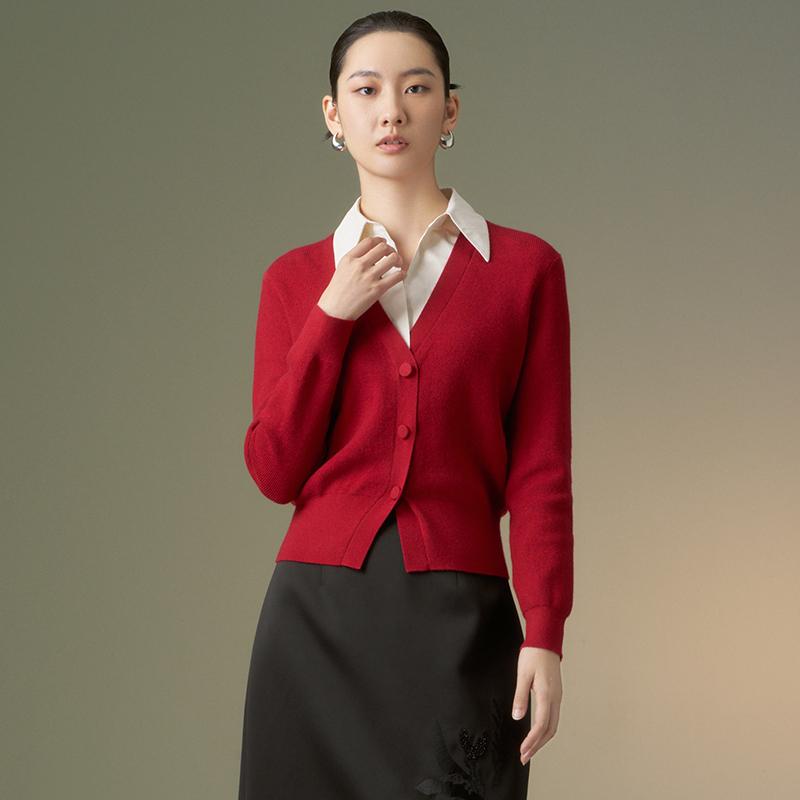 【羊羊专属】迪凯简约上衣假两件针织开衫DX16398T4