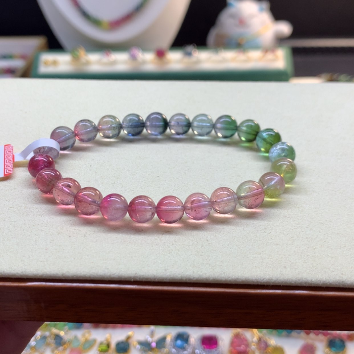 【闪购商品】碧玺手链未镶嵌碧玺西瓜渐变7.6mm