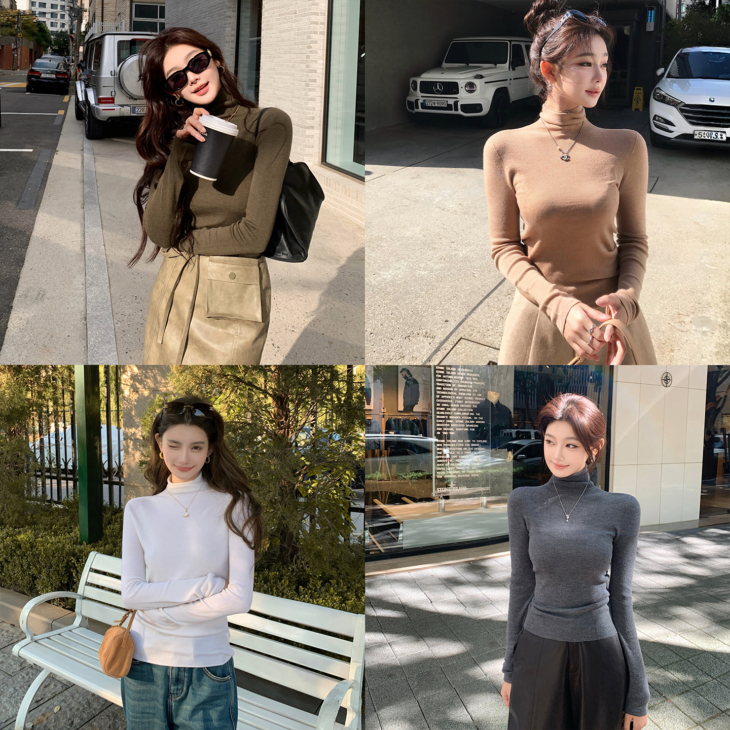 “胶囊打底"120S扬子纱18针机织无缝一体100羊毛高领上衣