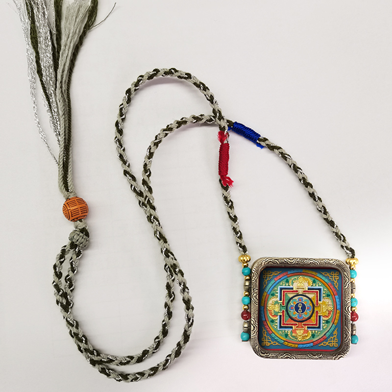 3*3藏银壳 手绘唐卡擦擦 戴链