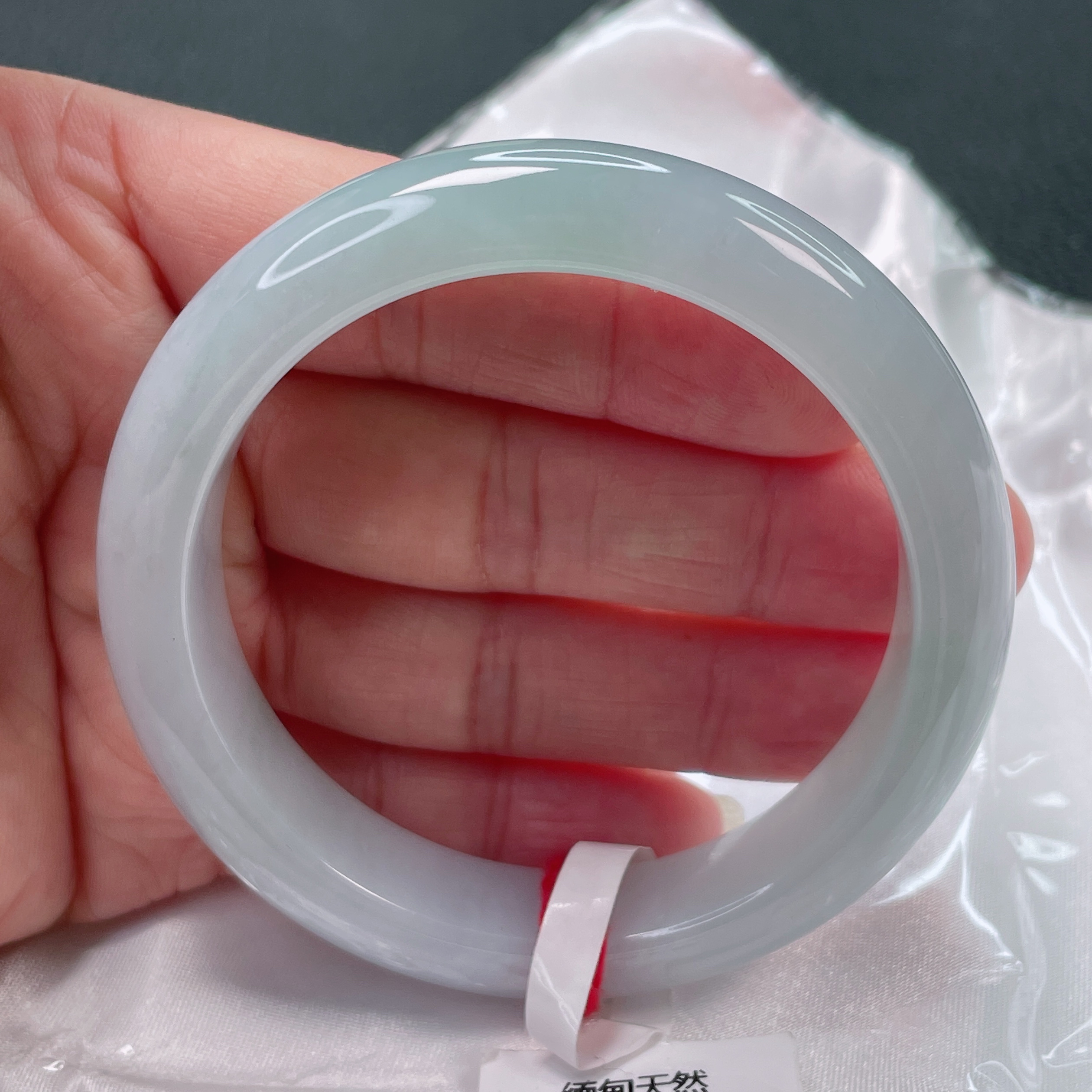 1914缅甸天然A货翡翠55圈冰润飘绿手镯时尚百搭少女妈妈款精美