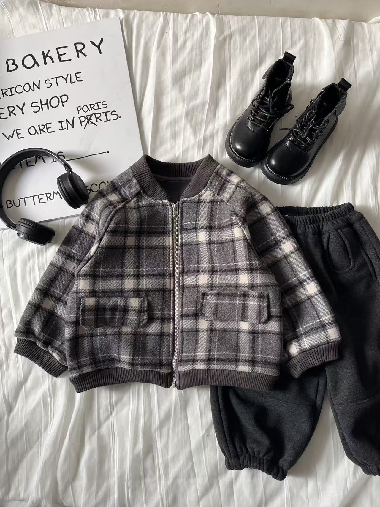 2025年冬季儿童新款休闲百搭宽松时尚31076格子外套