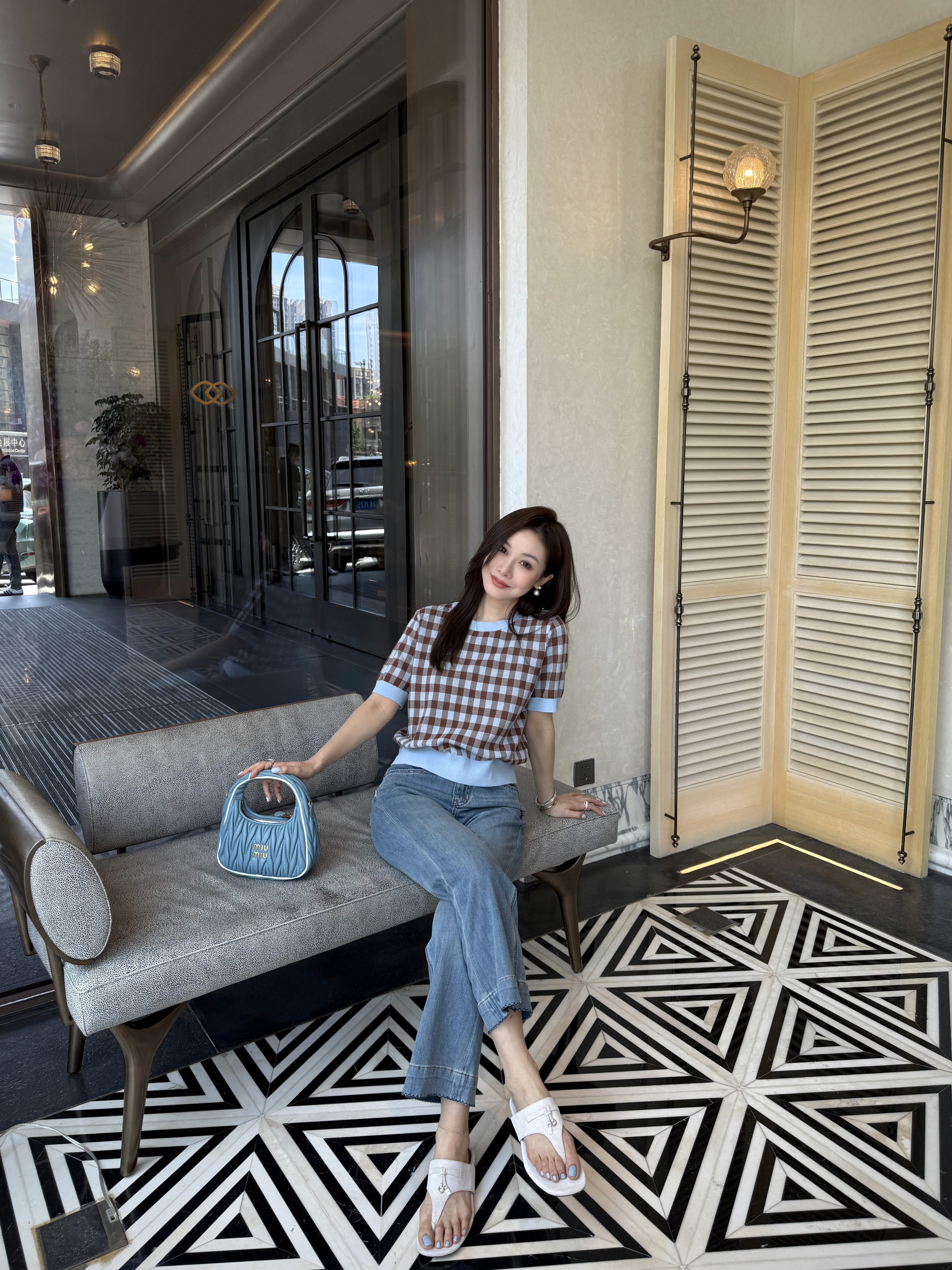 DION LIU｜【经典格纹】两色格纹套头女士针织上衣