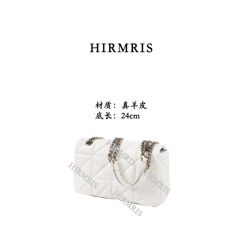 HIRMRIS手工真皮包金扣YZ6 斜纹腋下链条阳白