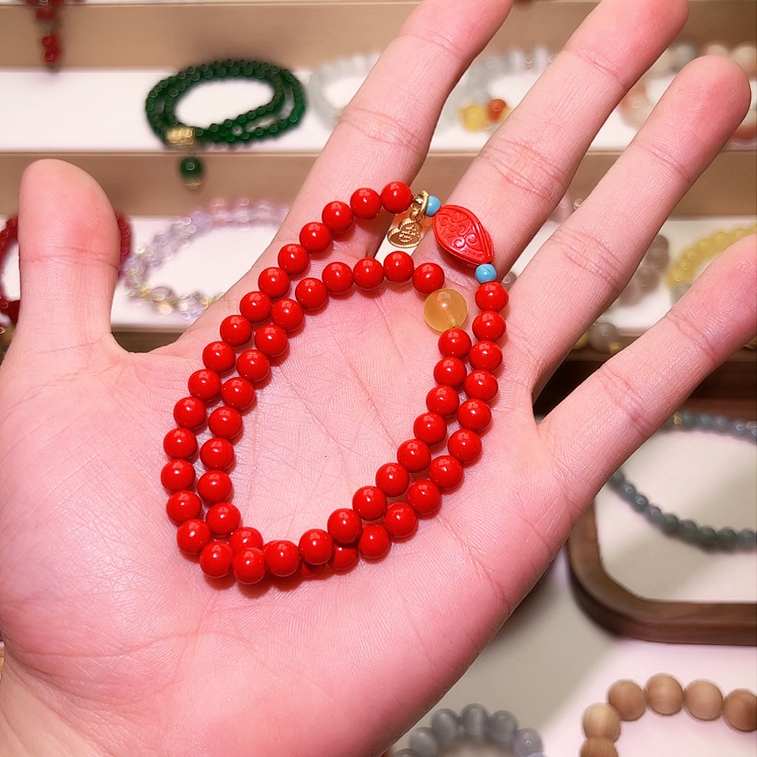 石英质玉手链未镶嵌朱砂手串