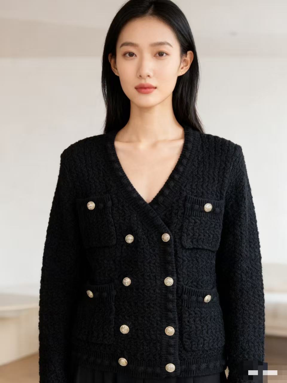 双排定位银色扣气质显瘦时尚百搭女装上衣