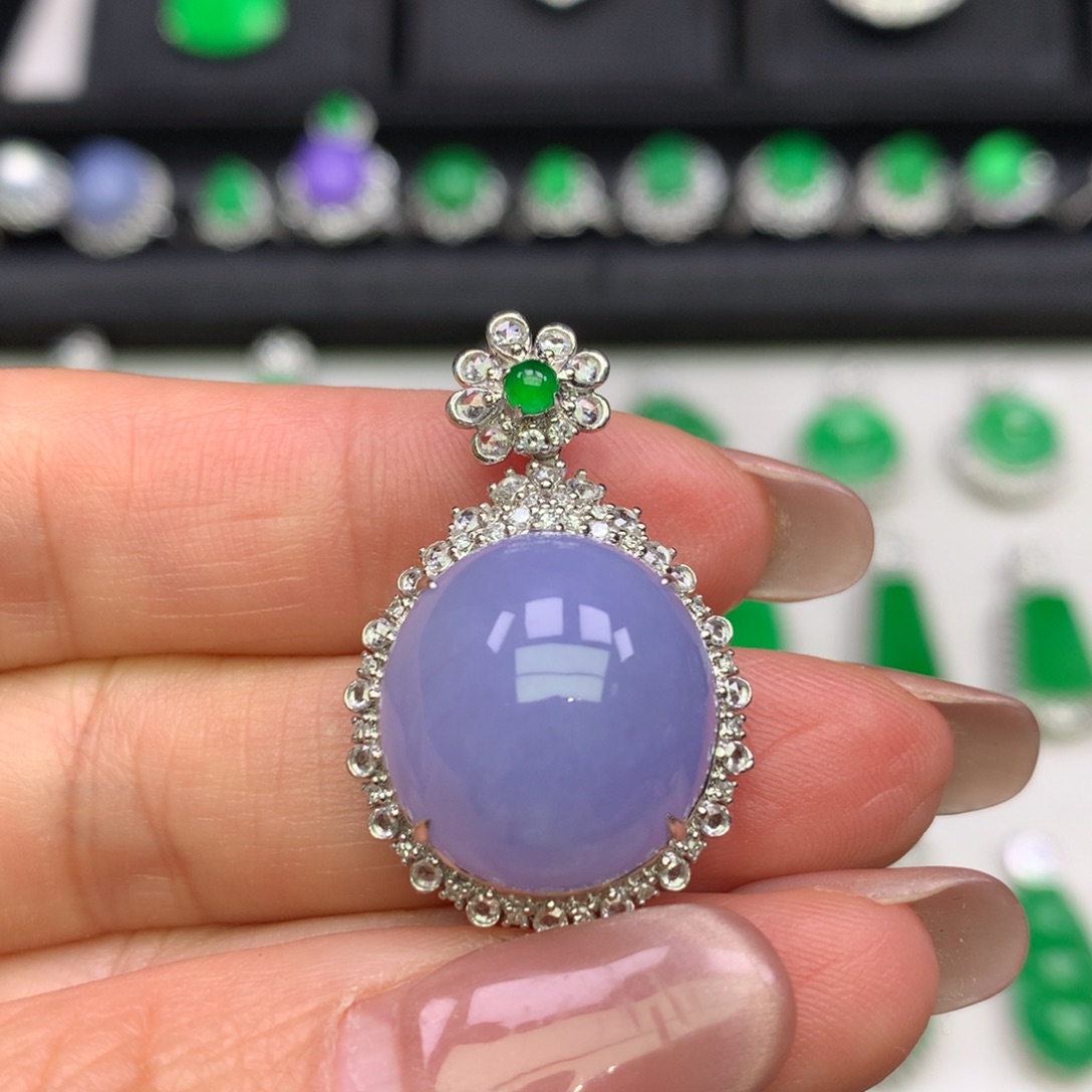 翡翠18K金镶嵌吊坠(不含链)