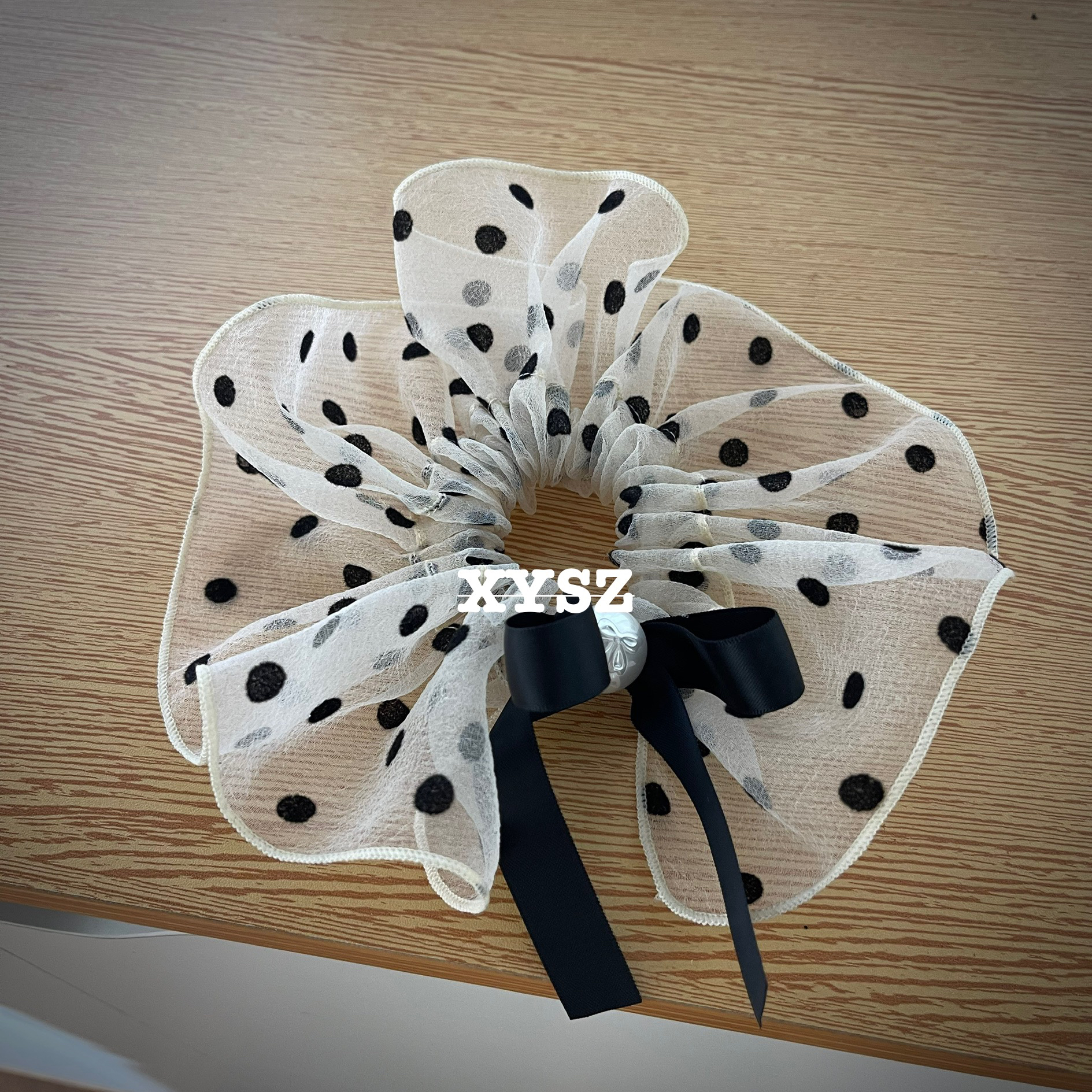 仙气网纱大波点日韩朋克风甜美风女发圈发绳韩版超仙辣妹风风格